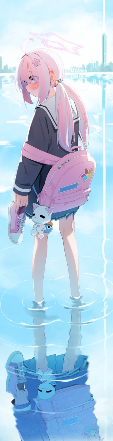 blue_archive, halo, seifuku, uzawa_reisa, wet, whonyang