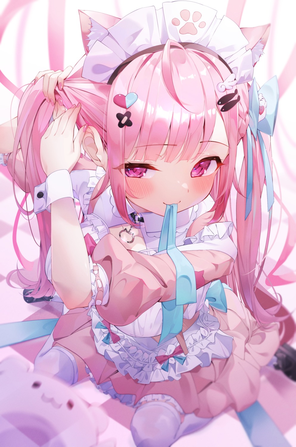 animal_ears, fof_(fof_0016), indie_virtual_youtuber, maid, nekomimi, thighhighs, yuuki_sakuna