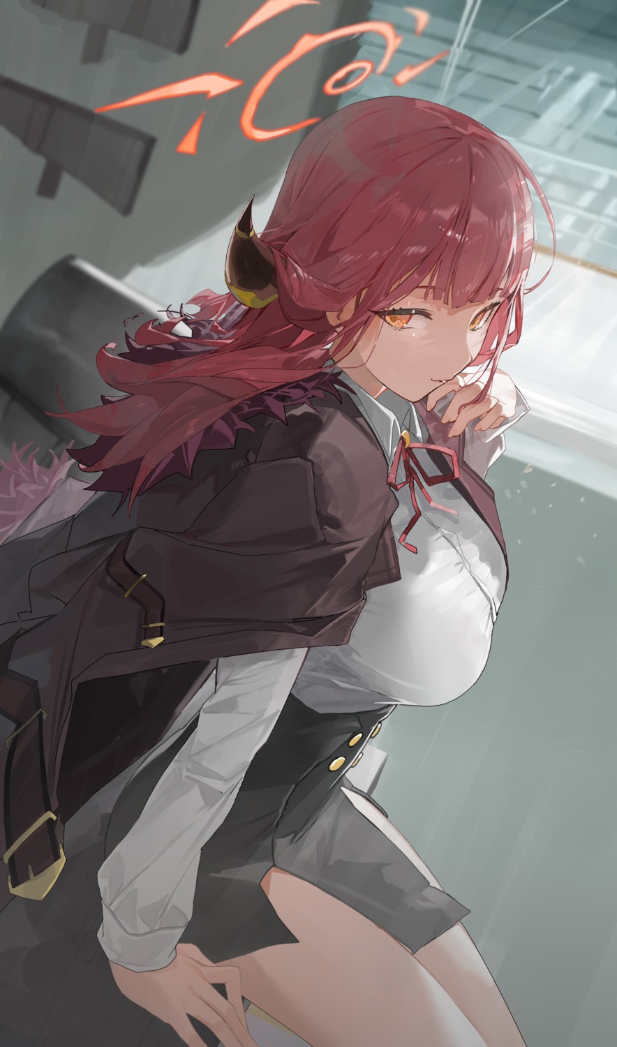 blue_archive, fish_(red_star_child), halo, horns, rikuhachima_aru