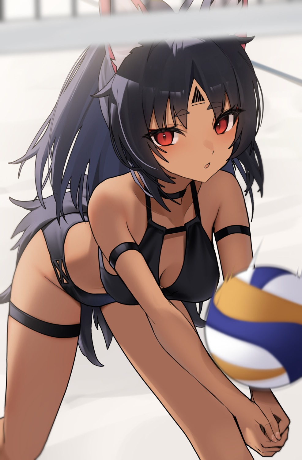 animal_ears, bikini, garter, nekomimi, nekomiya_mana, swimsuits, tail, tattoo