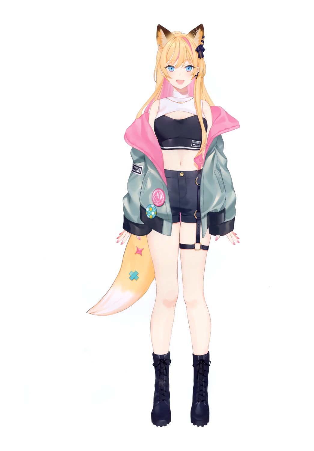 achiki, animal_ears, garter, hanasaku, indie_virtual_youtuber, iroha_tsumami, kitsune, tail