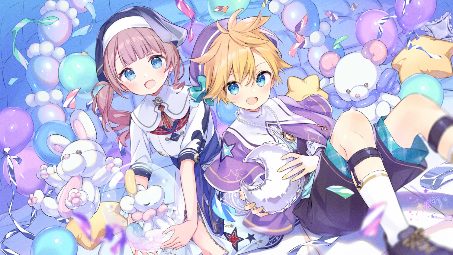 kagamine_len, kiya_machi, mochizuki_honami, project_sekai, uniform, vocaloid, wallpaper