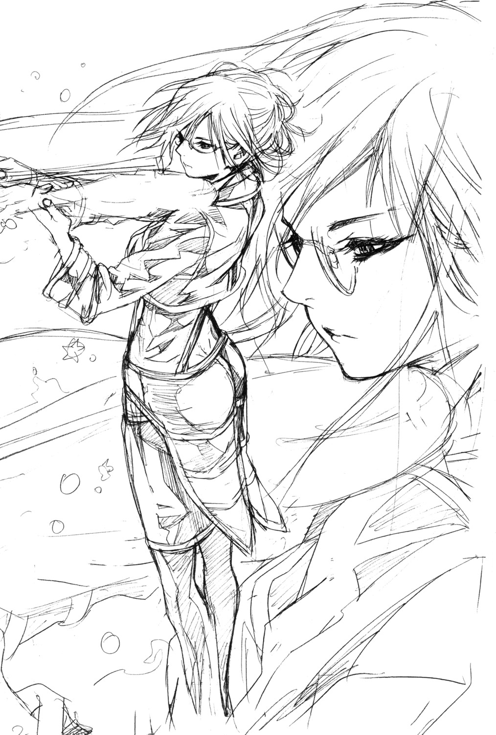 aria_link, asada_hiroyuki, gun, megane, sketch, tegami_bachi