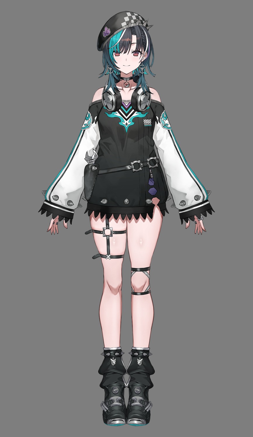 garter, headphones, hololive, hololive_dev_is, rindou_chihaya, toridamono, transparent_png