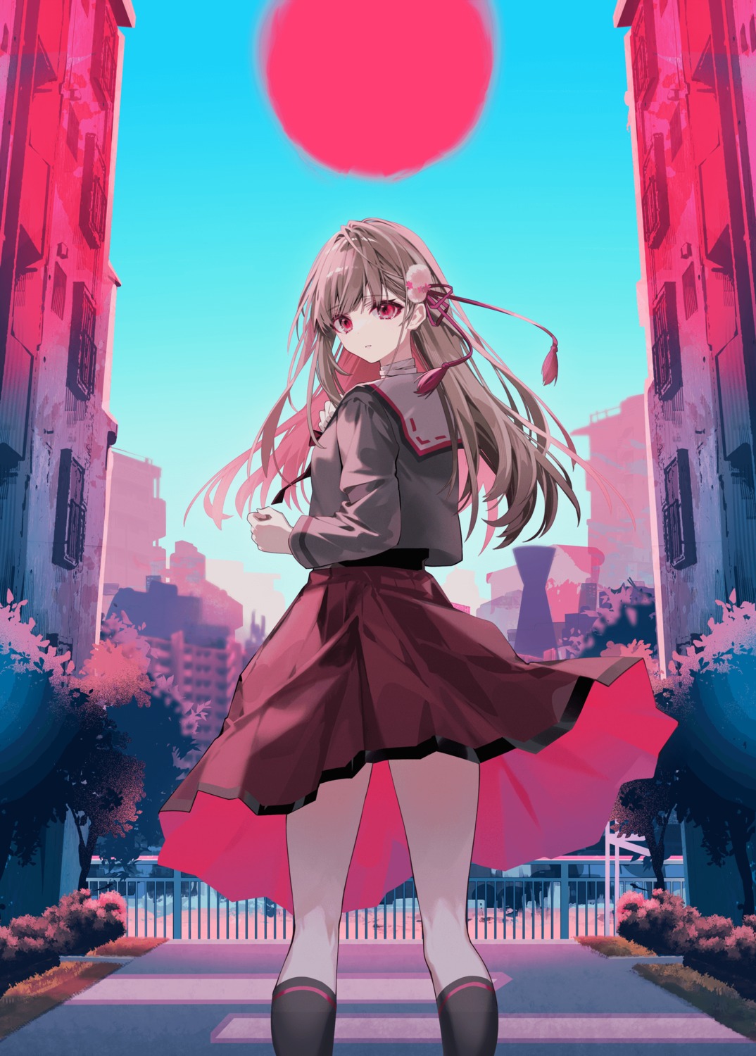 bandages, gokumon_nadeshiko, gokumon_nadeshiko_kokoniari, oshioshio, seifuku, skirt_lift