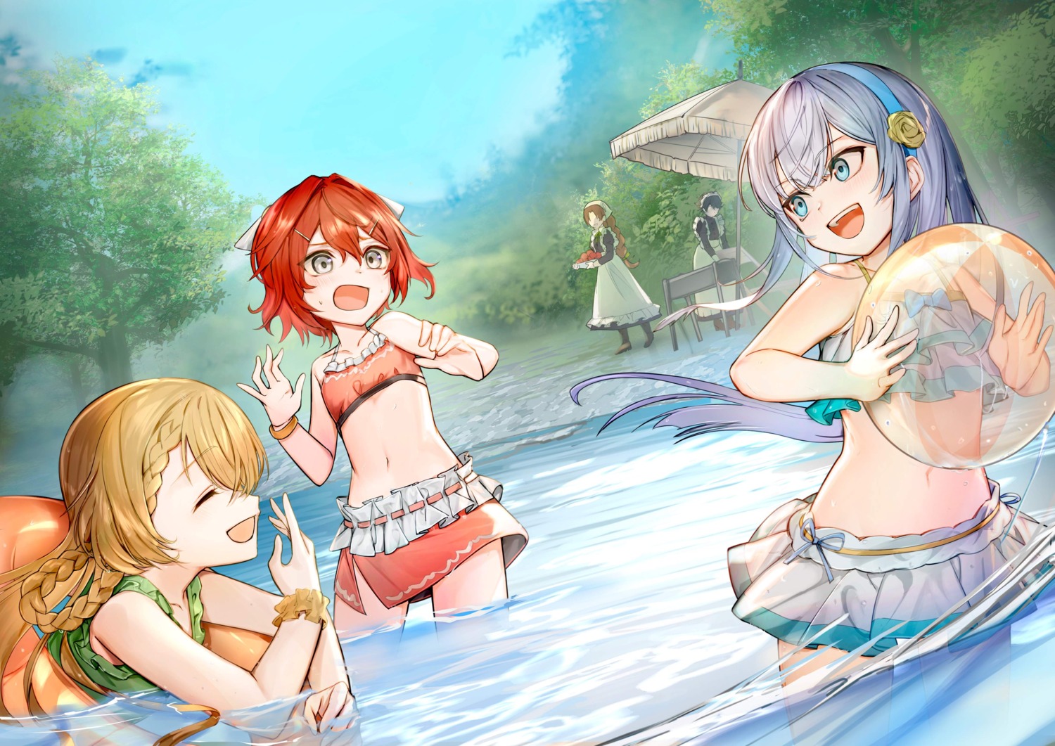 bikini, bikini_top, katana_canata, kyouran_reijou_nia_liston, maid, nia_liston, swimsuits, wet