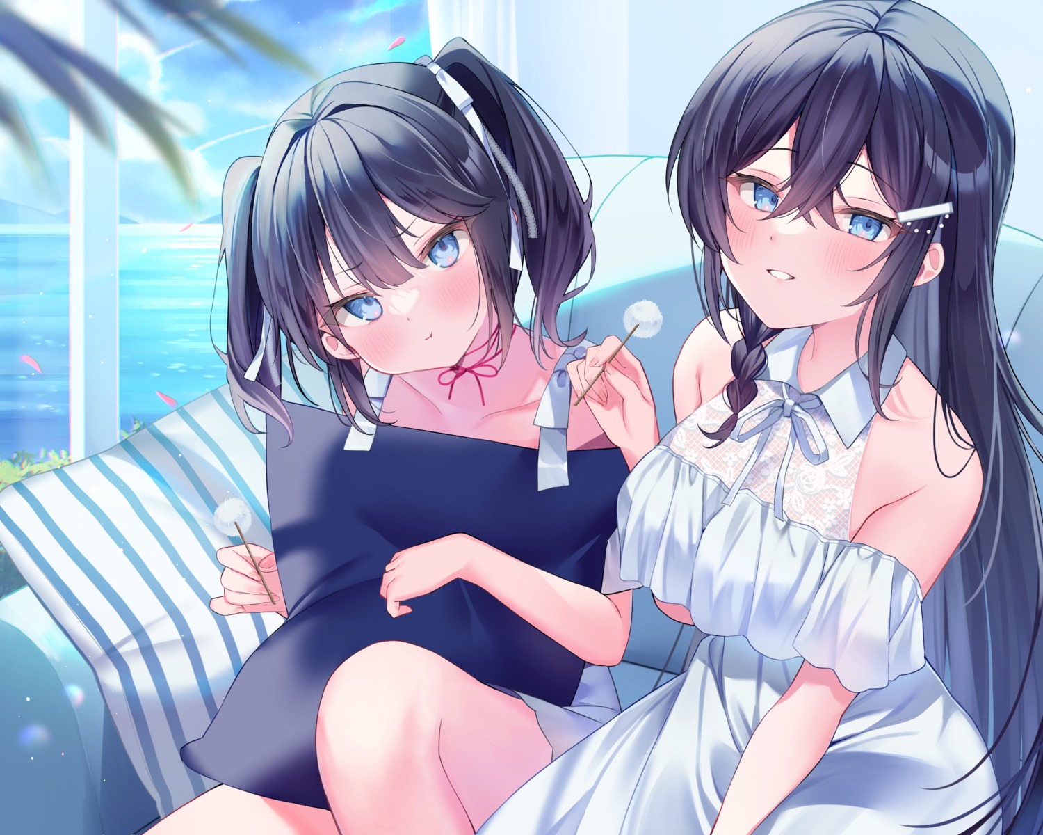 dress, ebihara_beniko, fishnets, no_bra, raro, see_through, summer_dress