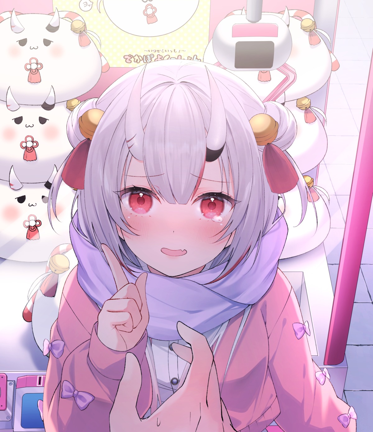haruyama_natsuwo, hololive, horns, nakiri_ayame, sweater