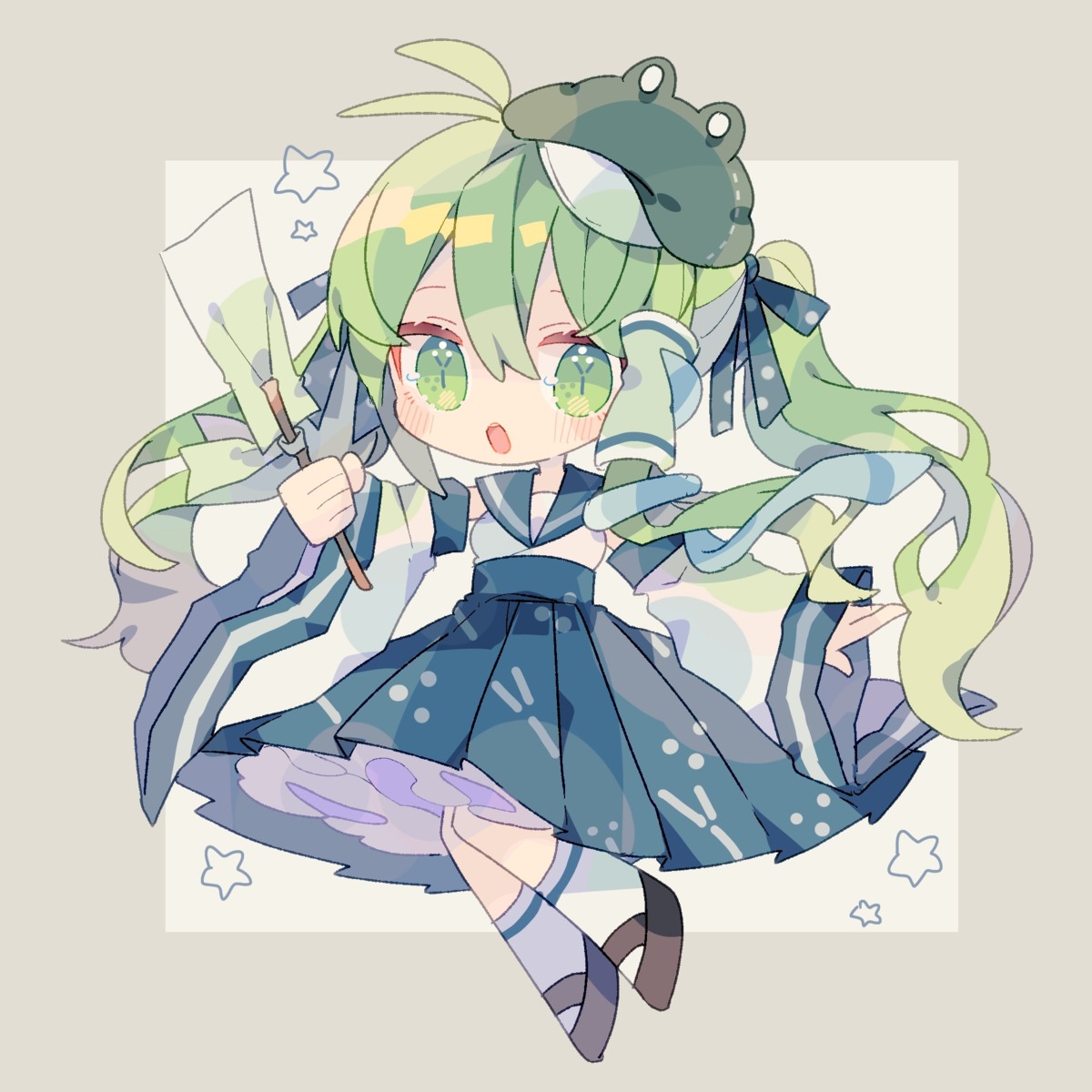chibi, japanese_clothes, kochiya_sanae, niko_rashika, skirt_lift, touhou