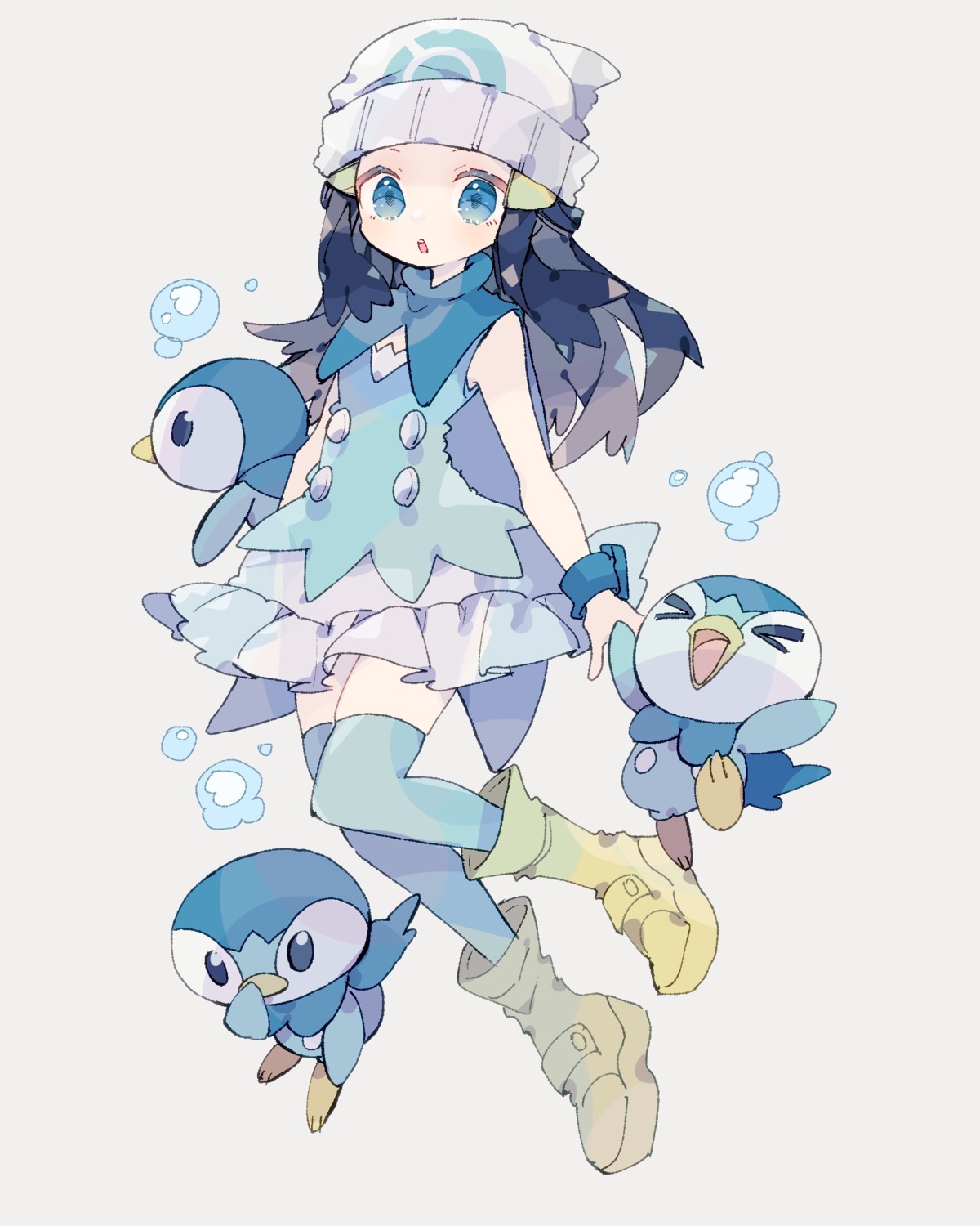 hikari_(pokemon), niko_rashika, penguin, piplup, pokemon, pokemon_bdsp, pokemon_dppt, thighhighs