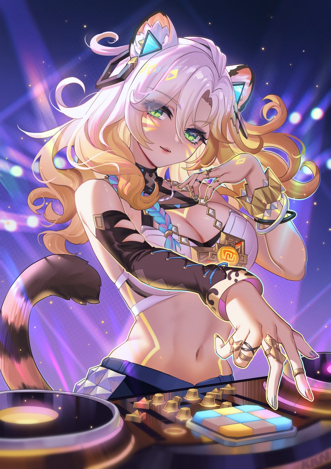 animal_ears, genshin_impact, lalazyt, nekomimi, tail, tattoo, xilonen