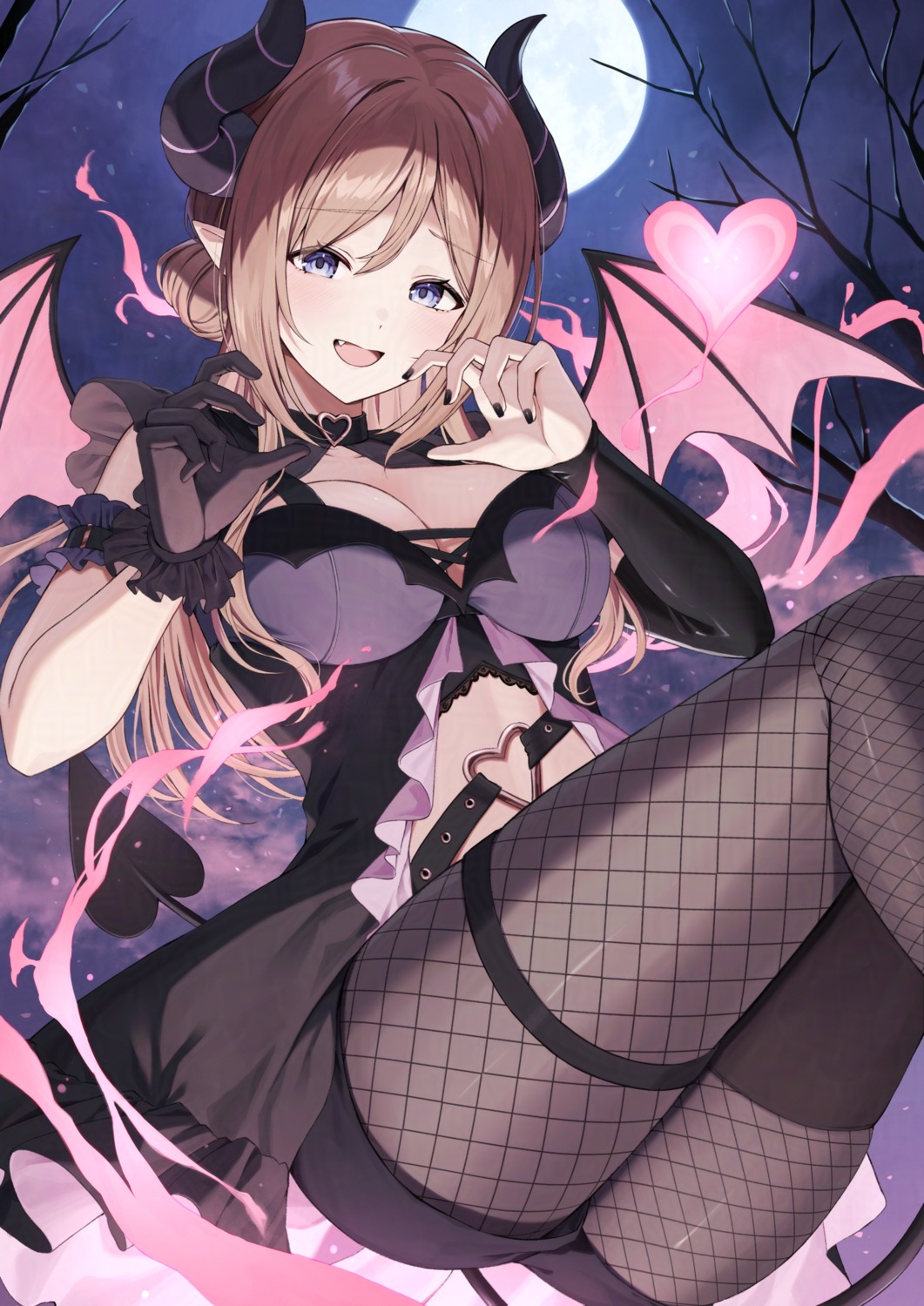 devil, fishnets, gakuen_idolm@ster, garter, halloween, himesaki_rinami, horns, kuroto_yuu