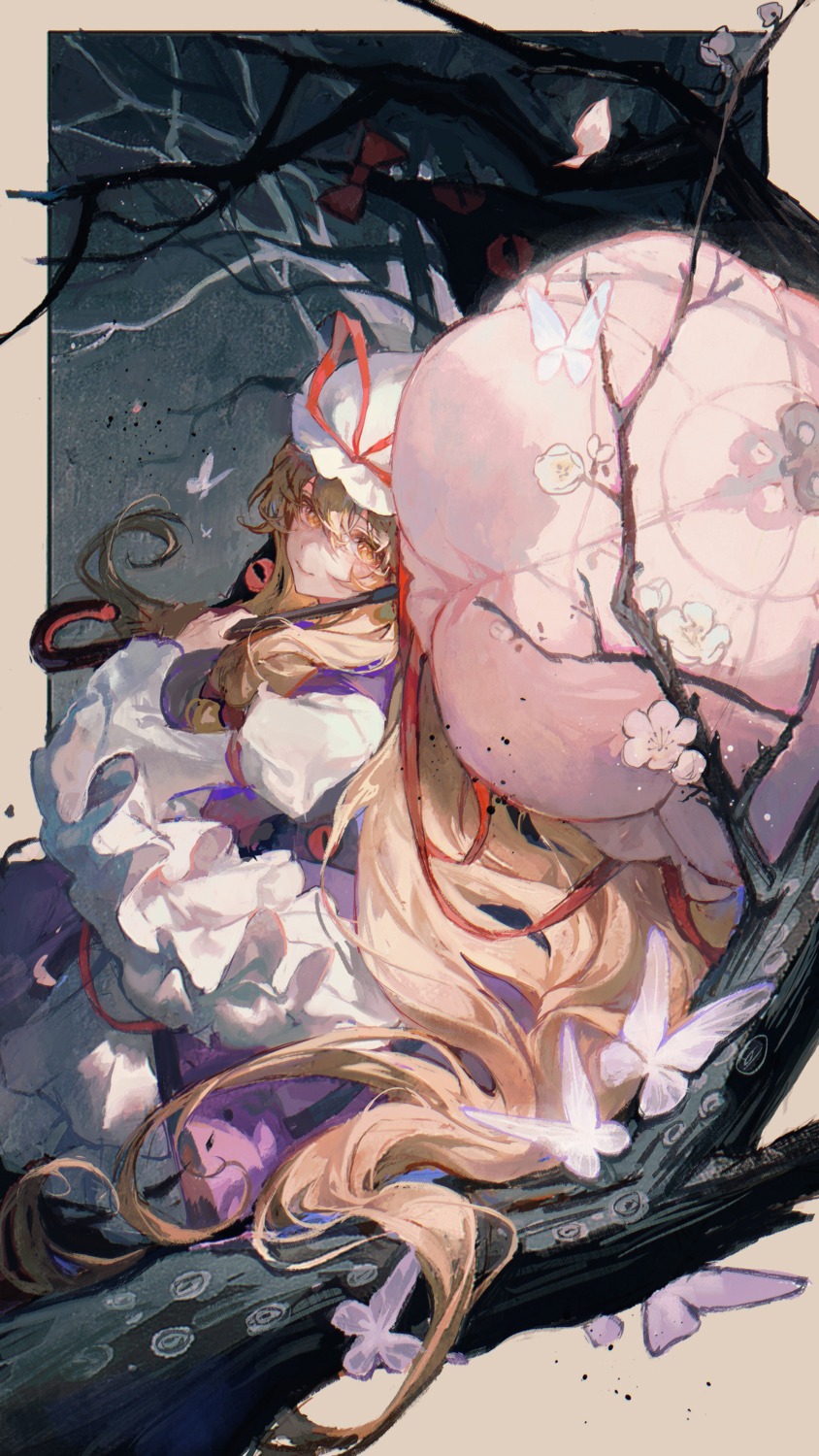 dress, matcha, touhou, umbrella, yakumo_yukari