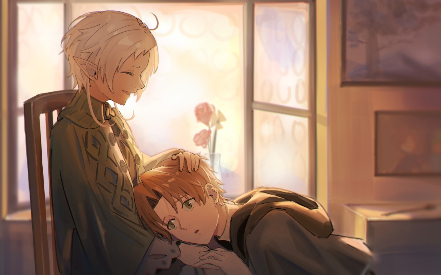 elf, es_limi, mushoku_tensei, pointy_ears, rudeus_greyrat, sweater, sylphiette
