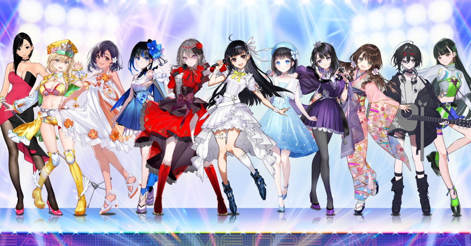ayuna, dress, fujima_takuya, fuzichoko, garter, gomzi, guitar, hagiwara_himawari