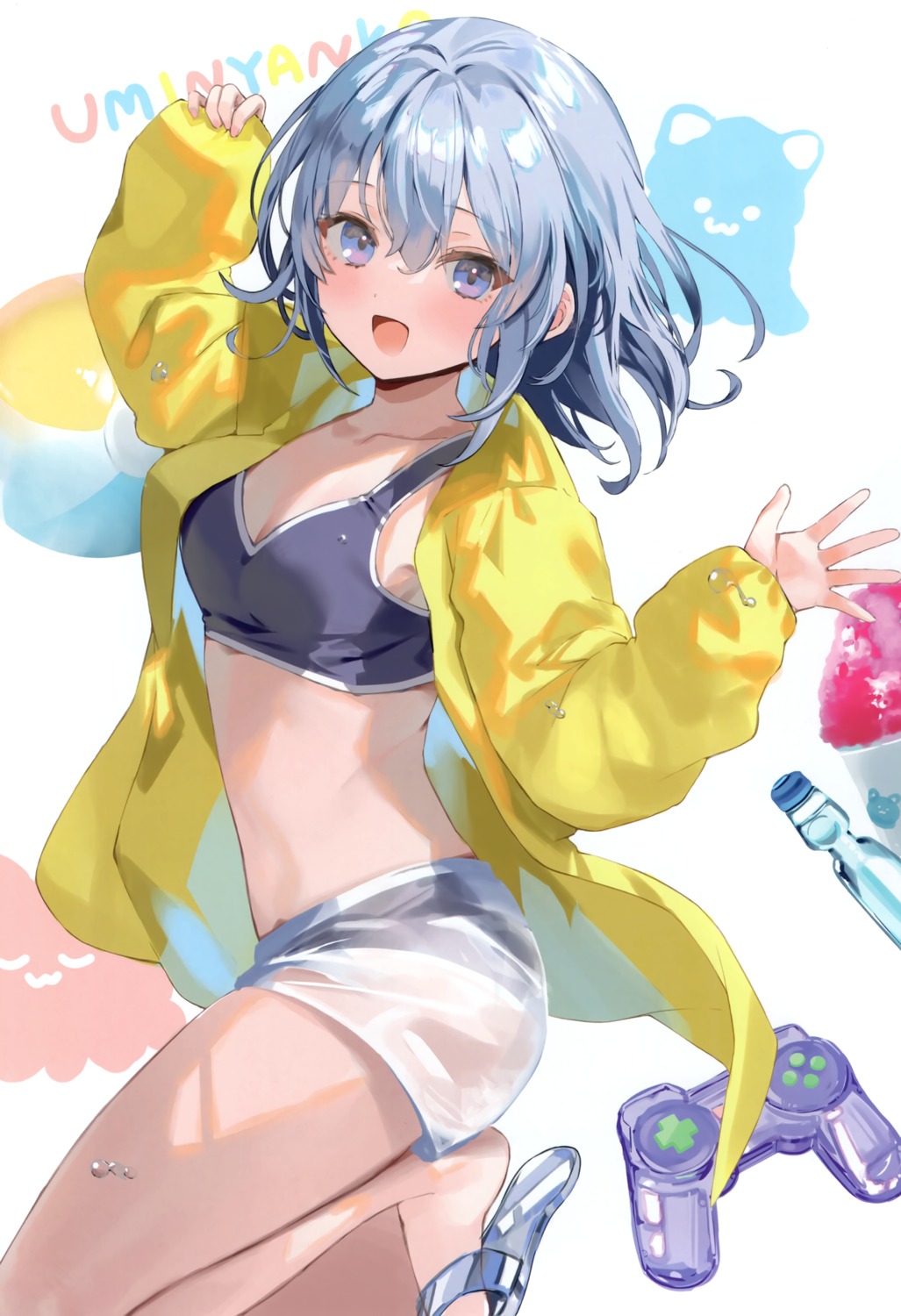 bikini, dandakadan, kanda_done, open_shirt, see_through, swimsuits, wet_clothes