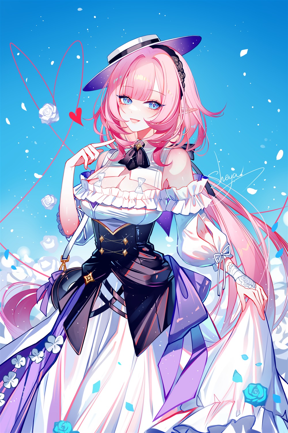 benghuai_xueyuan, dress, elysia_(honkai_impact), honkai_impact, sheya, skirt_lift