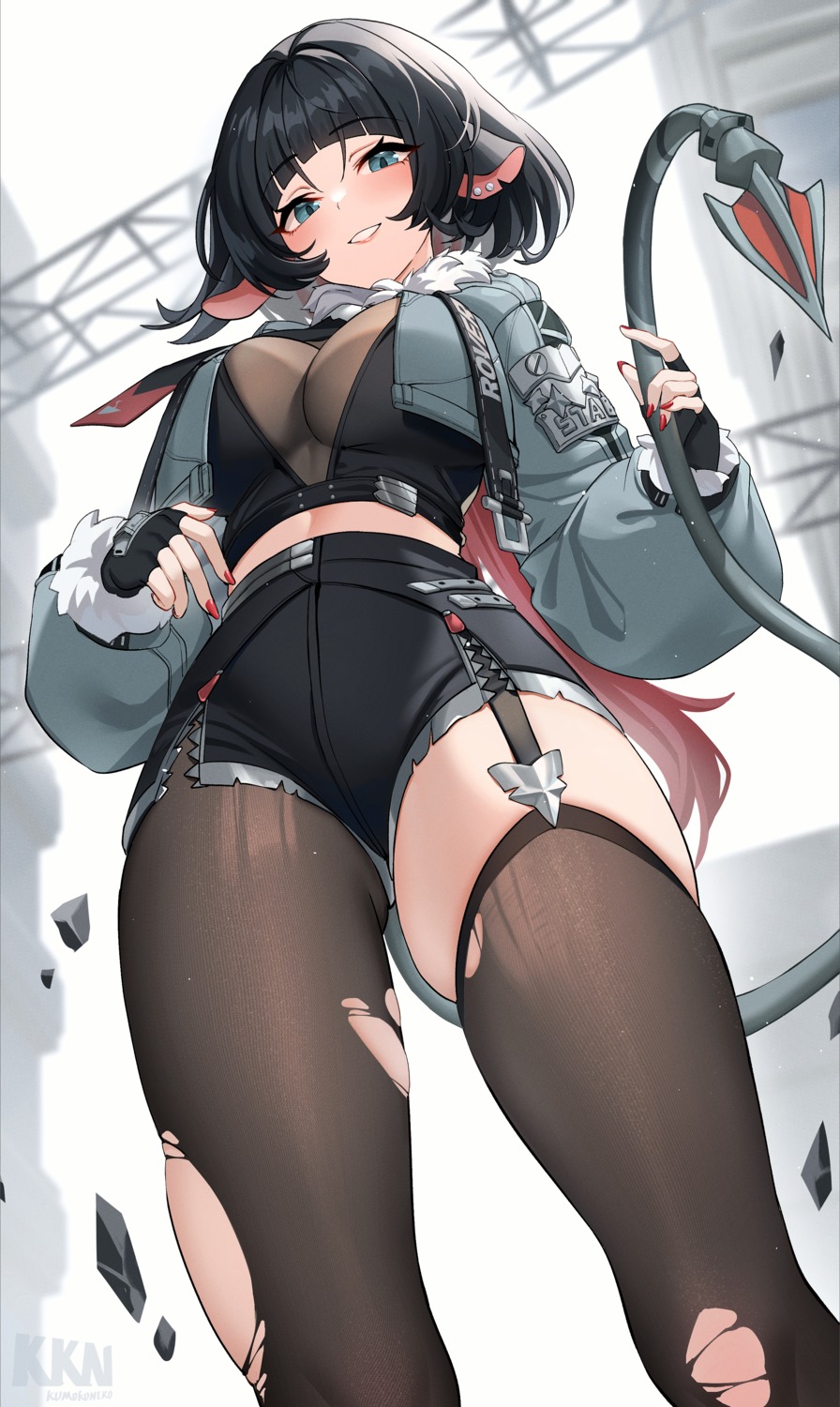 animal_ears, jane_doe, lalazyt, no_bra, see_through, stockings, tail, thighhighs