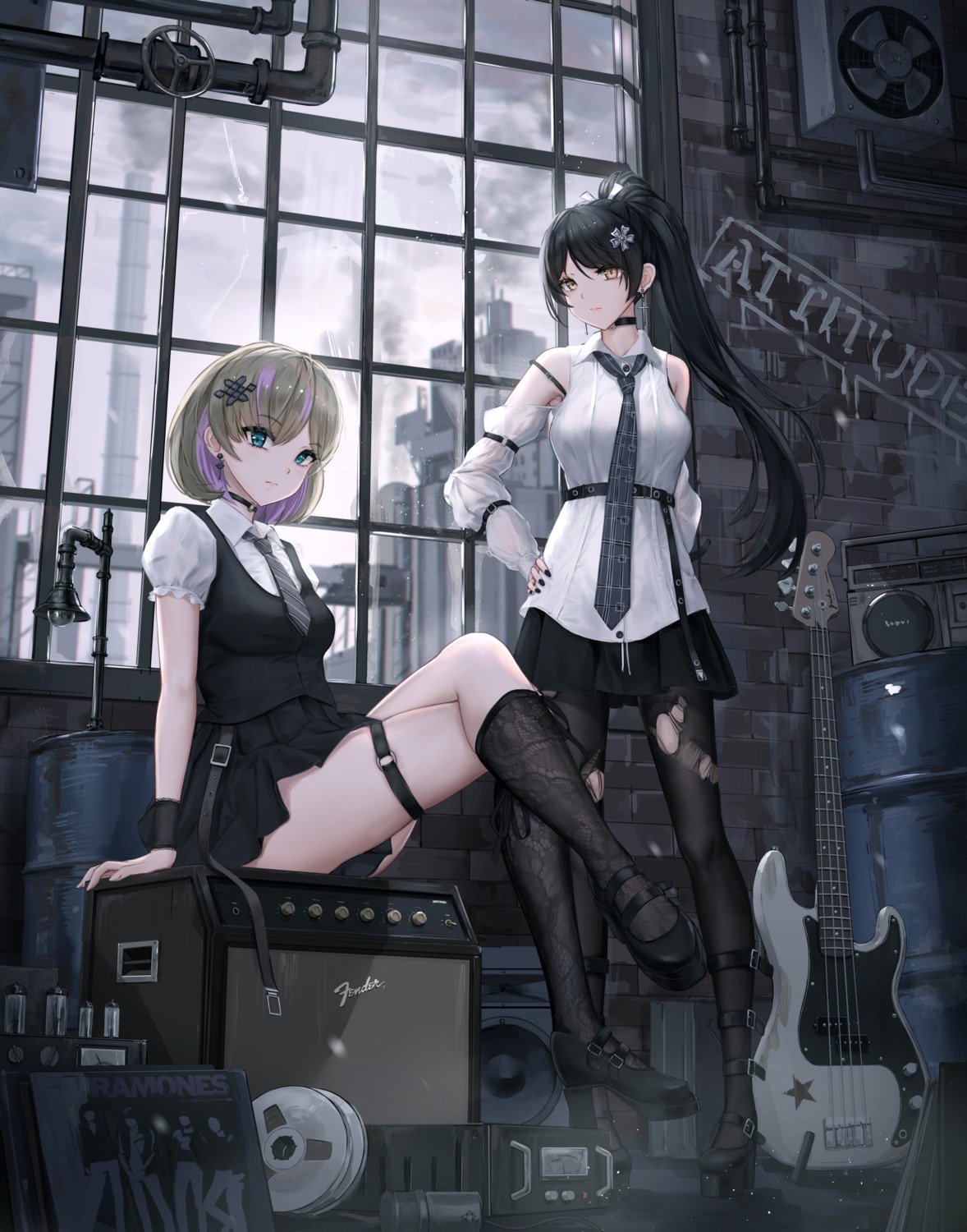 garter, guitar, hazuki_ren, heels, love_live!_(series), love_live!_superstar!!, pantyhose, see_through