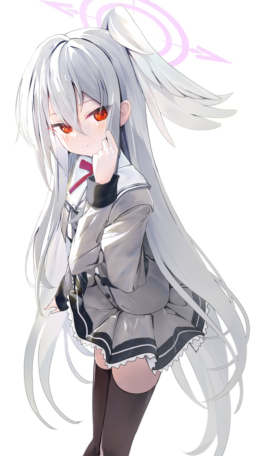 blue_archive, halo, morizuki_suzumi, seifuku, thighhighs, wings, yamada_auto