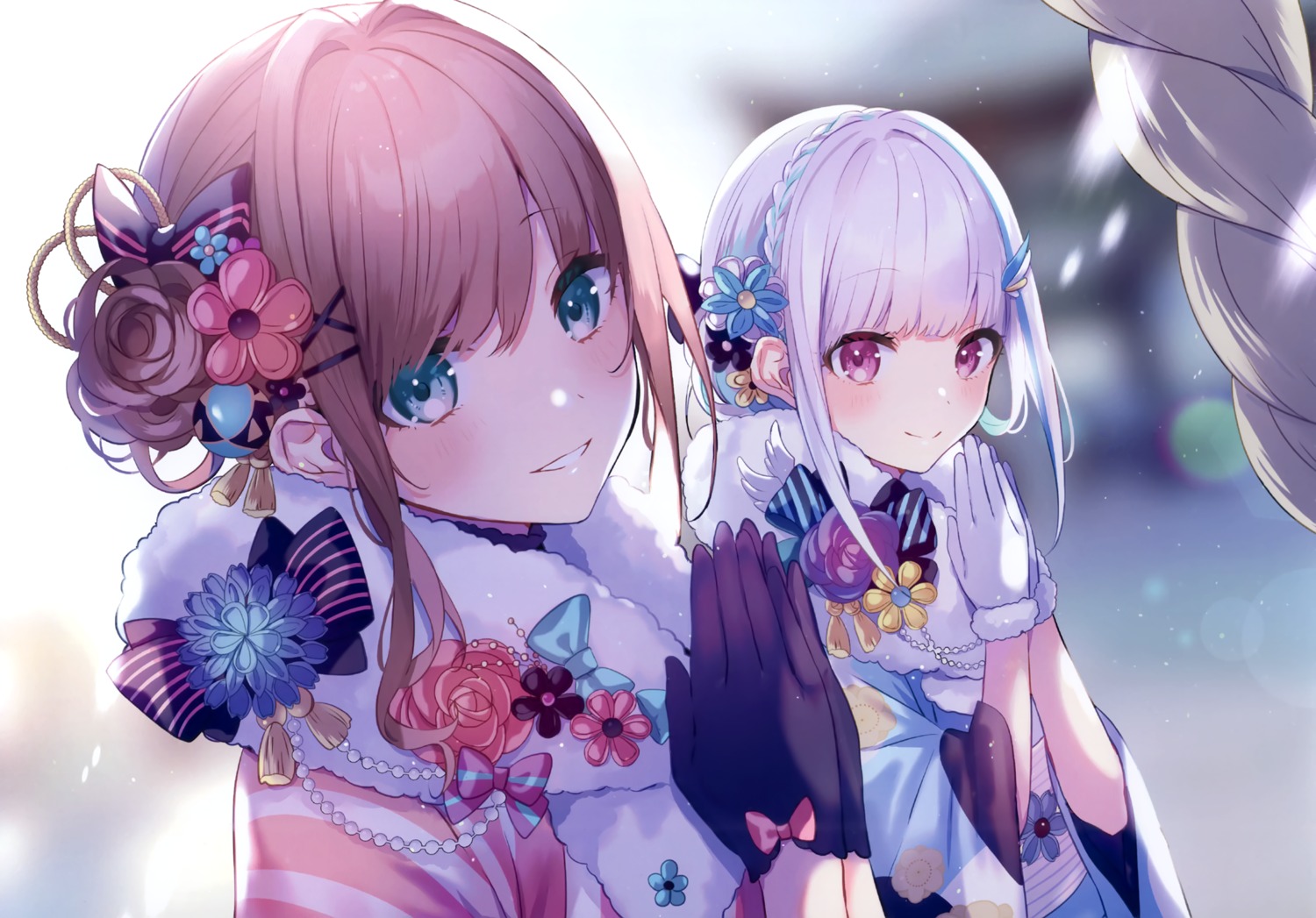 chroma_(saine), kimono, lize_helesta, nijisanji, saine, suzuhara_ruru