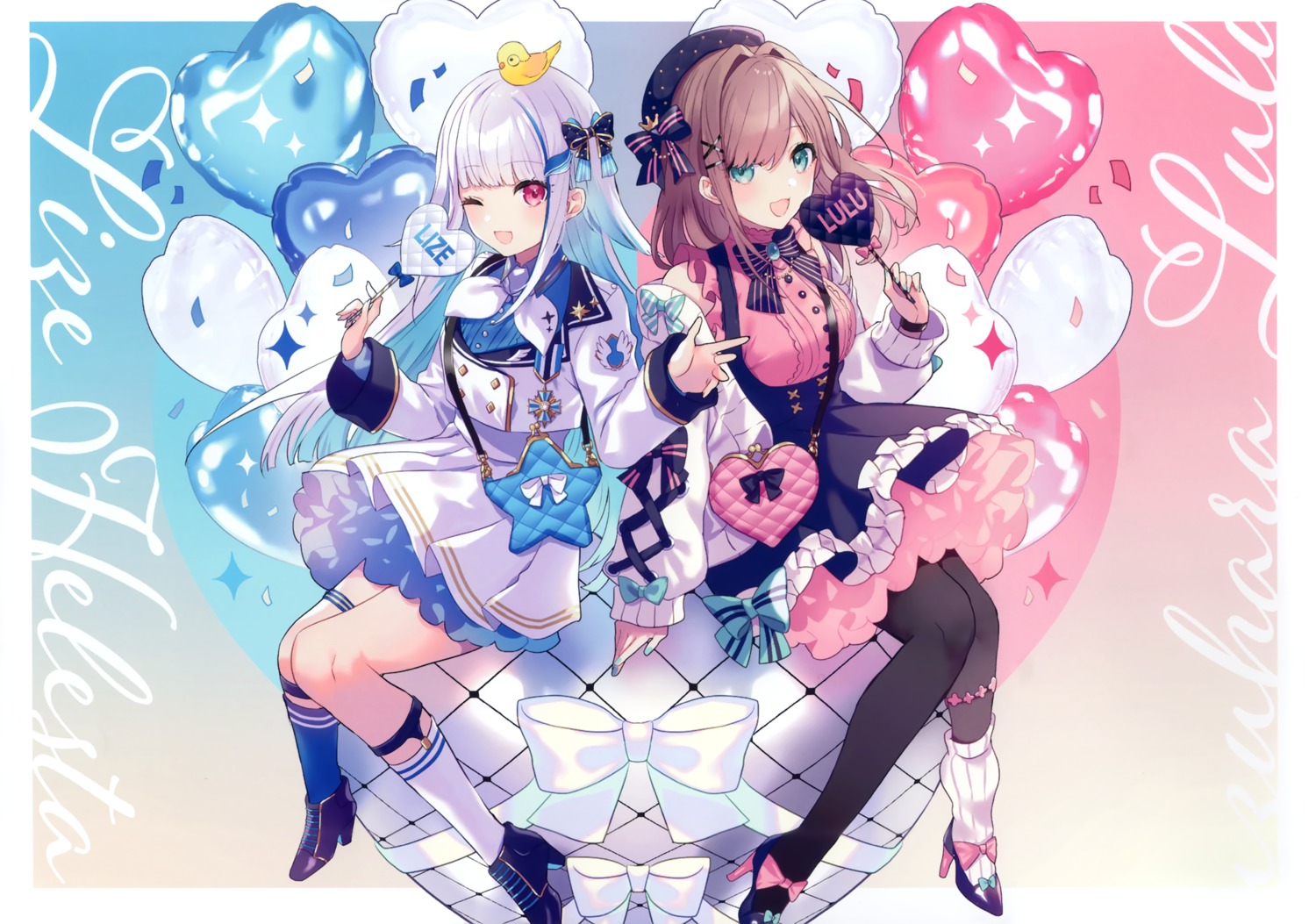 chroma_(saine), garter, heels, lize_helesta, nijisanji, saine, suzuhara_ruru, sweater