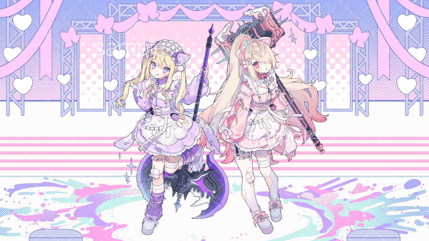 animal_ears, bandages, bandaid, chiyomaru, garter, headphones, kulaku_lie, lolita_fashion