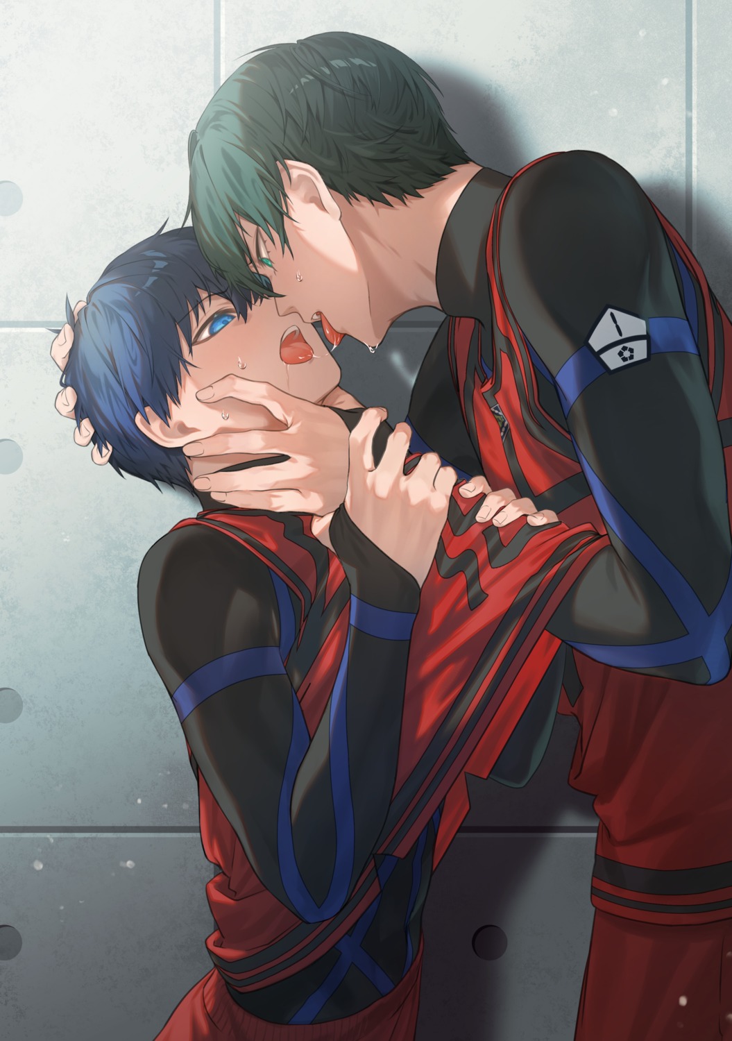 blue_lock, isagi_yoichi, itoshi_rin, male, udality, uniform, yaoi