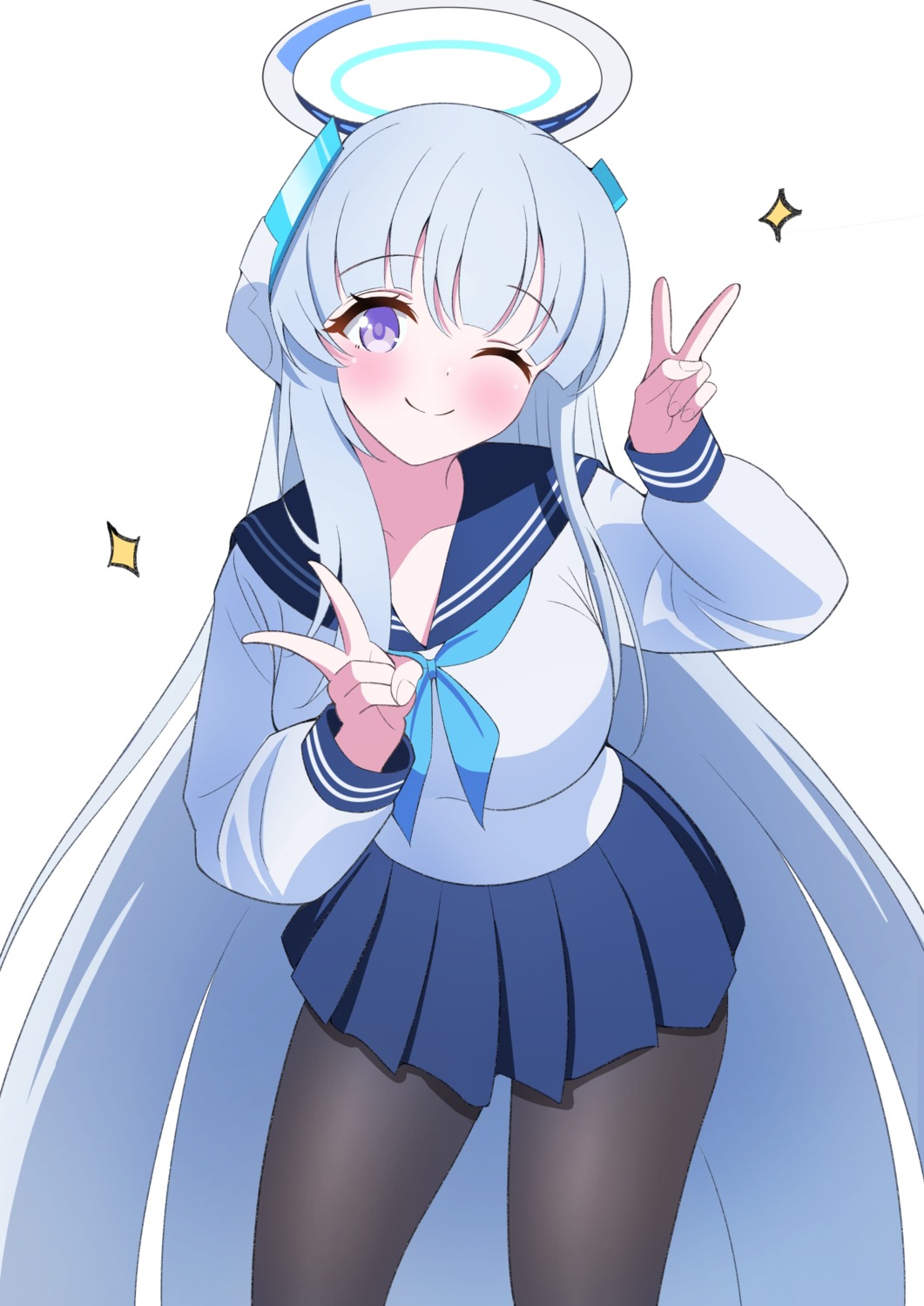 blue_archive, halo, nano_(blueoekaki), pantyhose, seifuku, ushio_noa