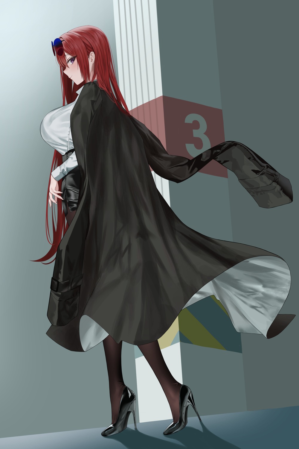 azur_lane, dlnk, dress_shirt, heels, megane, monarch_(azur_lane), pantyhose
