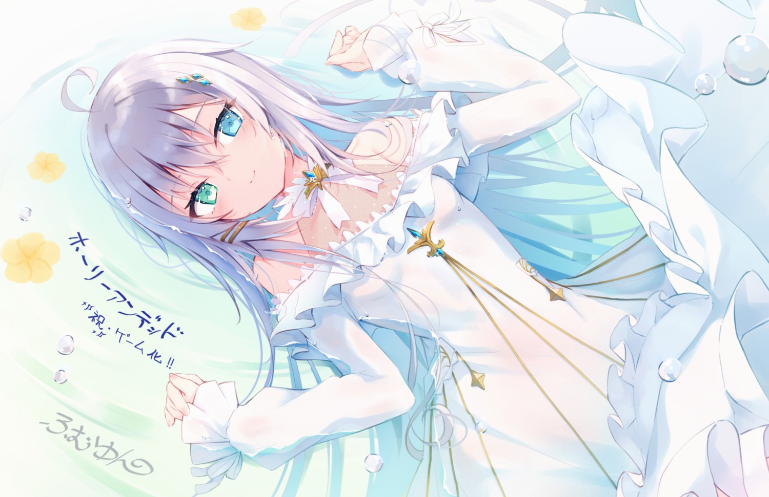 dress, heterochromia, holy_undead, humuyun, no_bra, see_through, skirt_lift