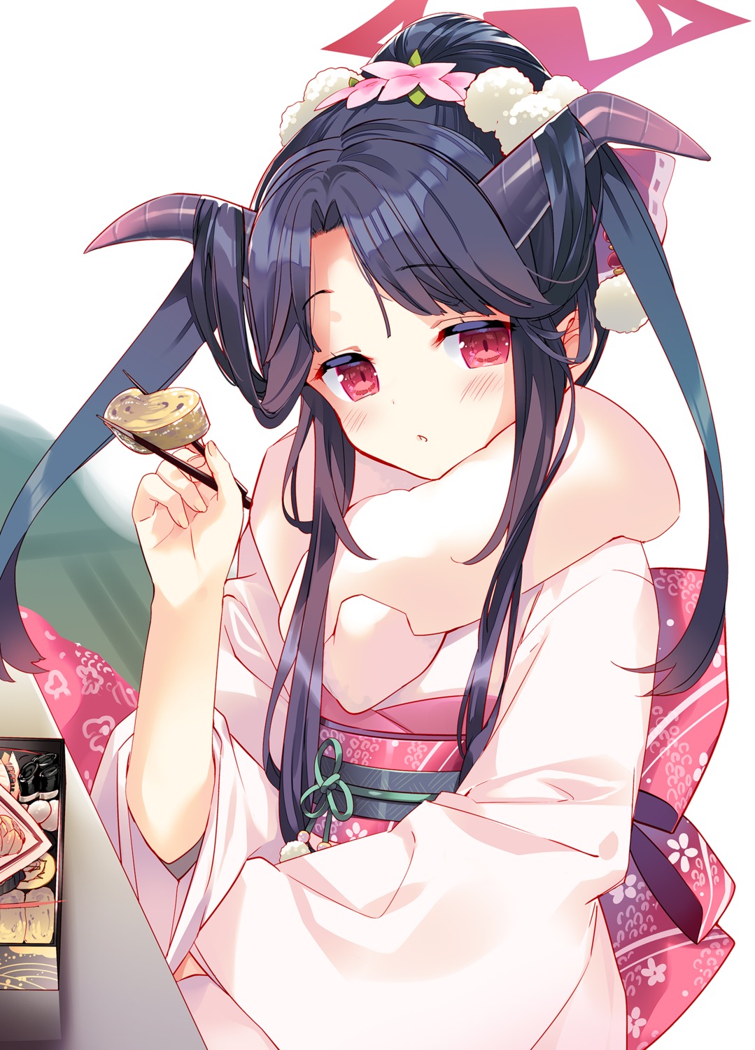 aikiyo_fuuka, arikawa_satoru, blue_archive, halo, horns, kimono