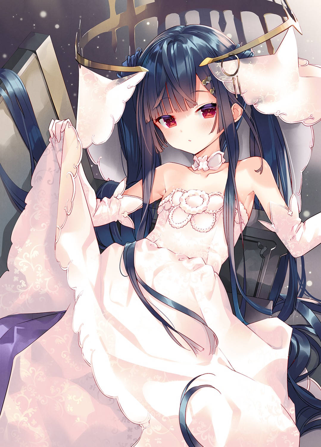 arikawa_satoru, dress, flower_knight_girl, no_bra, skirt_lift, wedding_dress