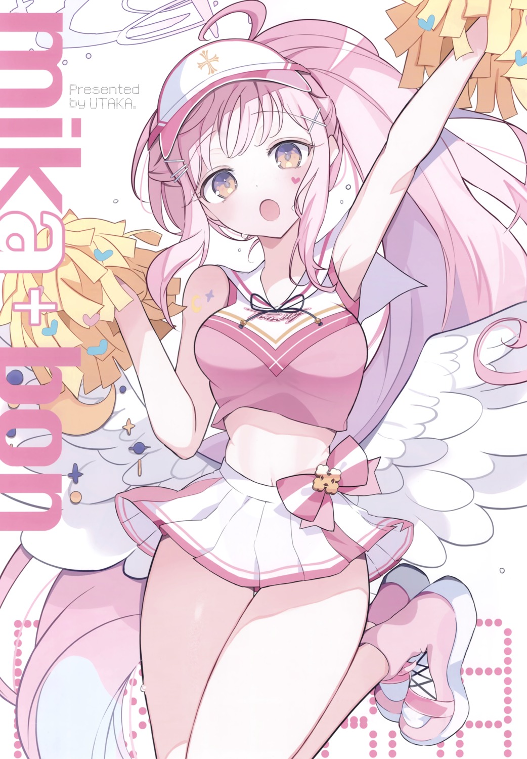 angel, blue_archive, cheerleader, misono_mika, skirt_lift, tattoo, utaka, utaka_(circle)