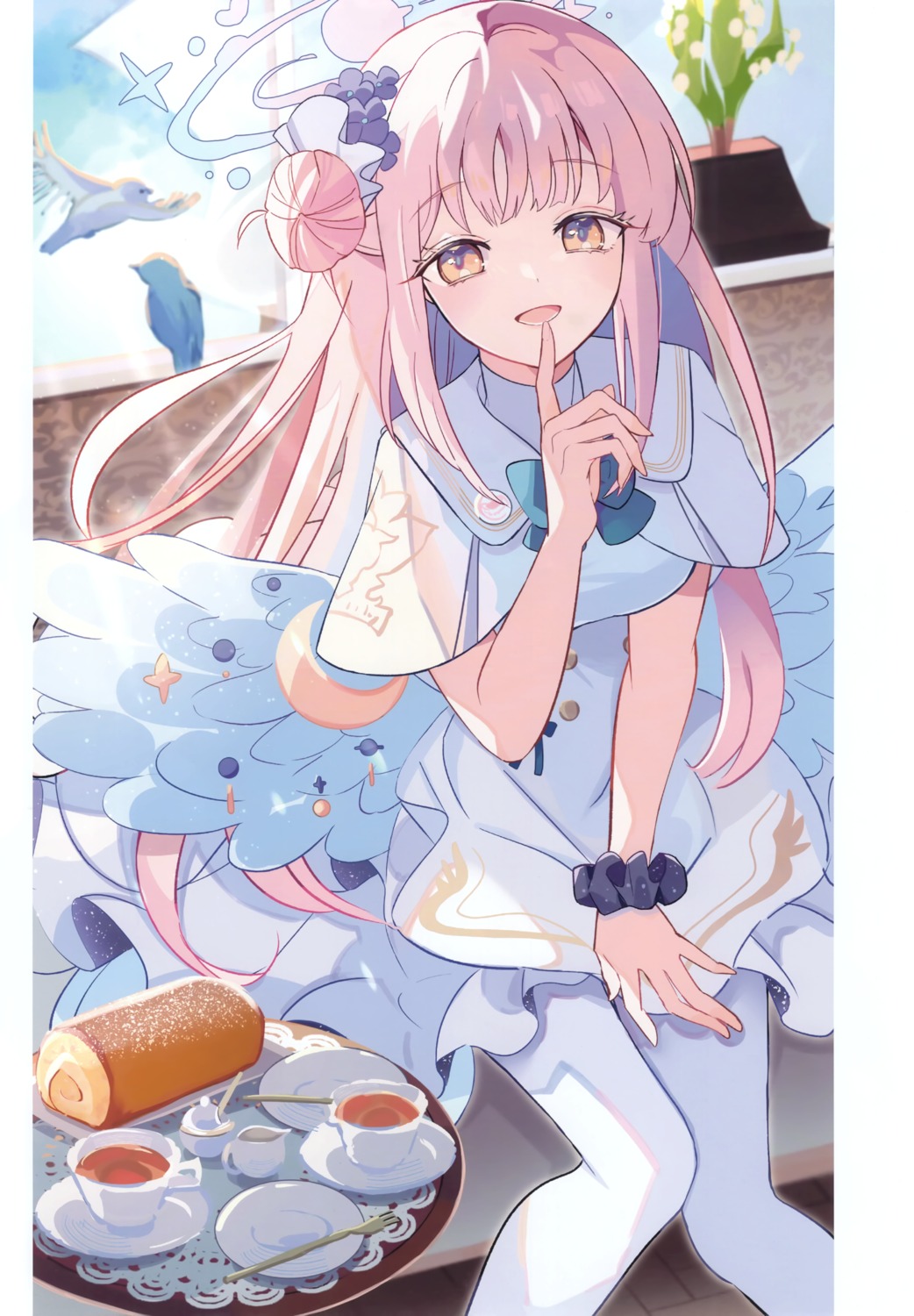 angel, blue_archive, dress, misono_mika, pantyhose, utaka, utaka_(circle), wings