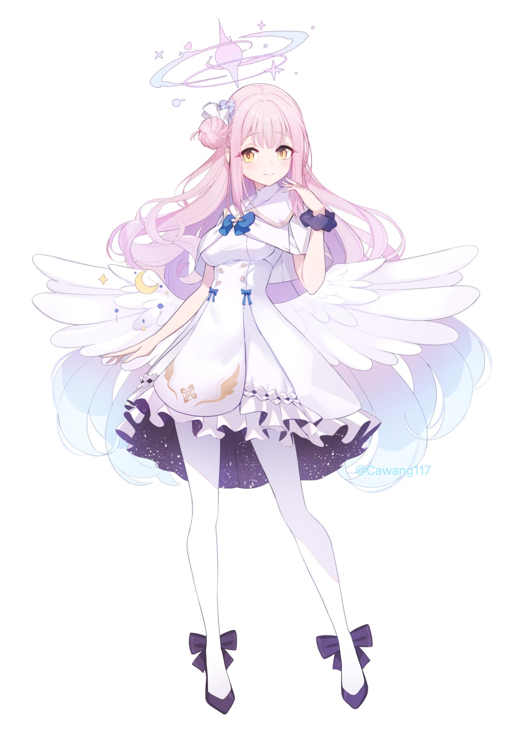 angel, blue_archive, cawang, dress, misono_mika, pantyhose, wings