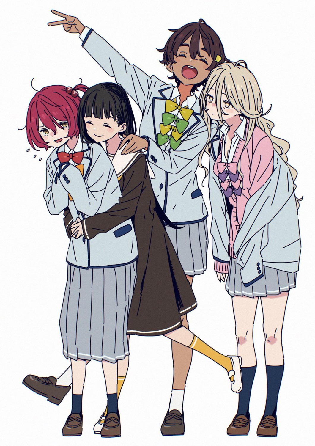 cleavage, imigimuru, komari_chika, make_heroine_ga_oosugiru!, nukumizu_kaju, open_shirt, seifuku, shikiya_yumeko