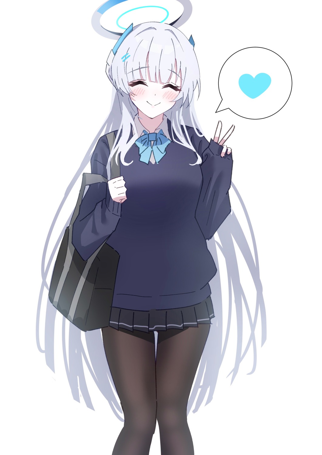 blue_archive, halo, nano_(blueoekaki), pantyhose, seifuku, sweater, ushio_noa