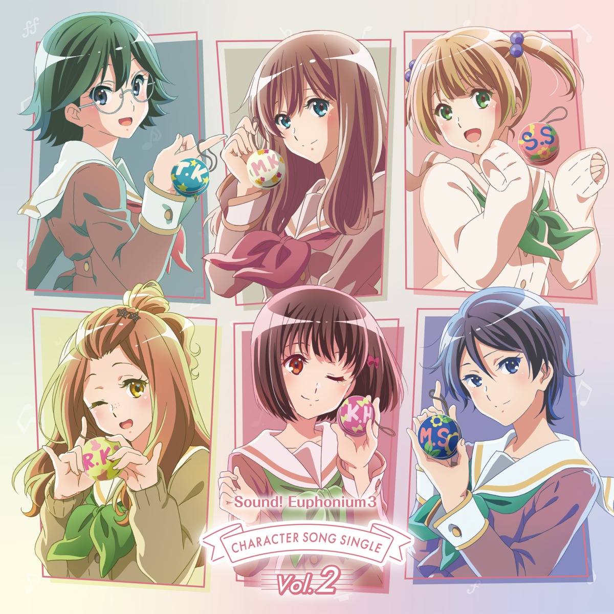 disc_cover, hibike!_euphonium, hisaishi_kanade, kamaya_tsubame, kenzaki_ririka, kuroe_mayu, megane, seifuku