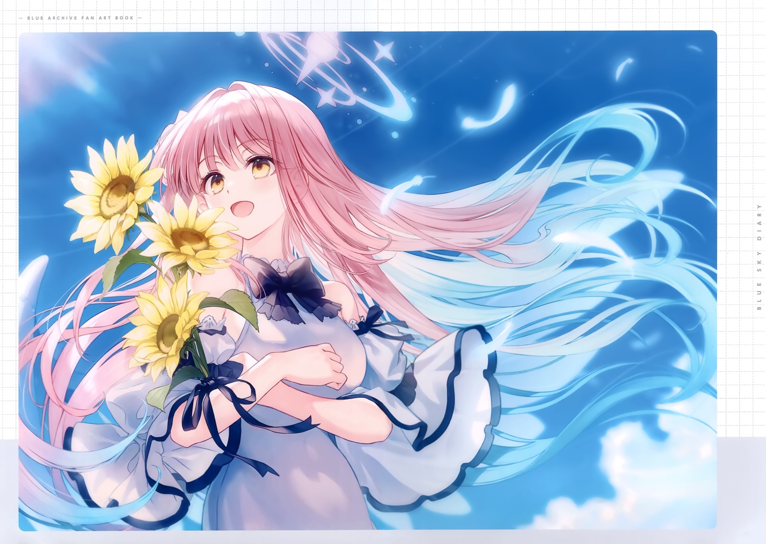 angel, blue_archive, crown, dress, misono_mika, wings, yashiro_seika