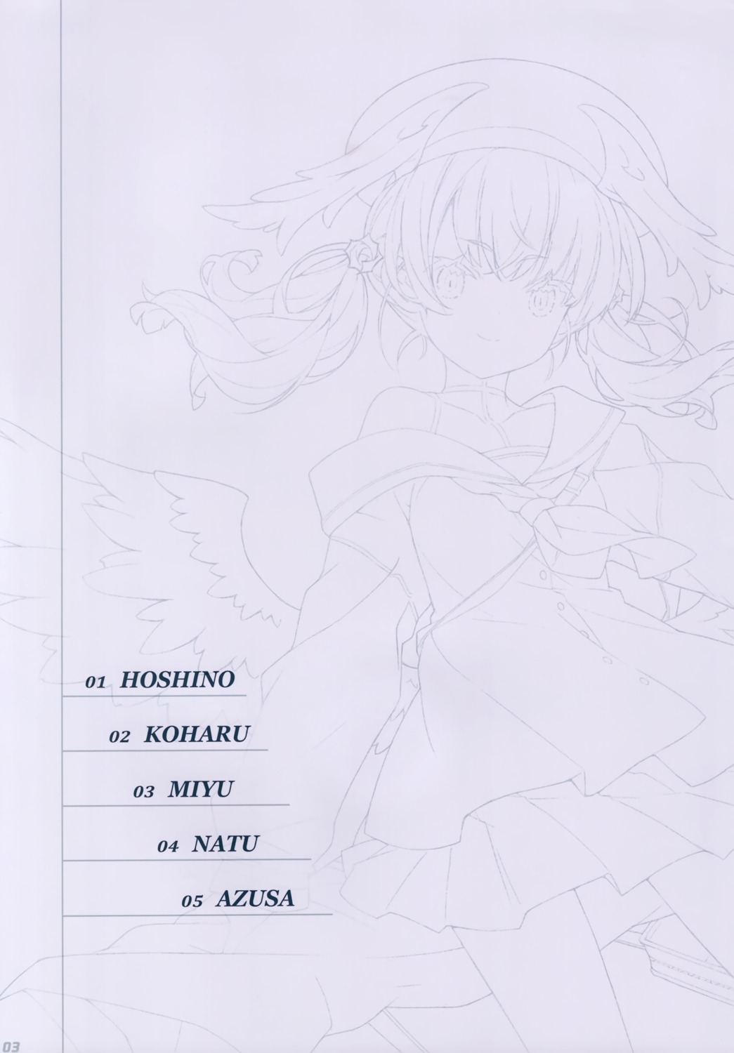 blue_archive, gothical_blade, index_page, line_art, ruroo, seifuku, shimoe_koharu, wings