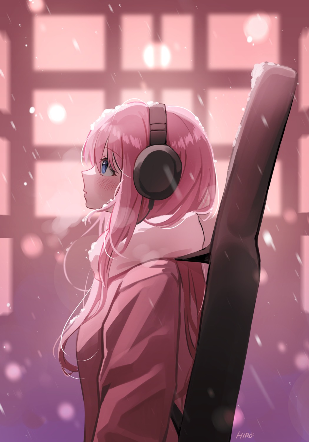 bocchi_the_rock!, gotou_hitori, guitar, headphones, rounizm