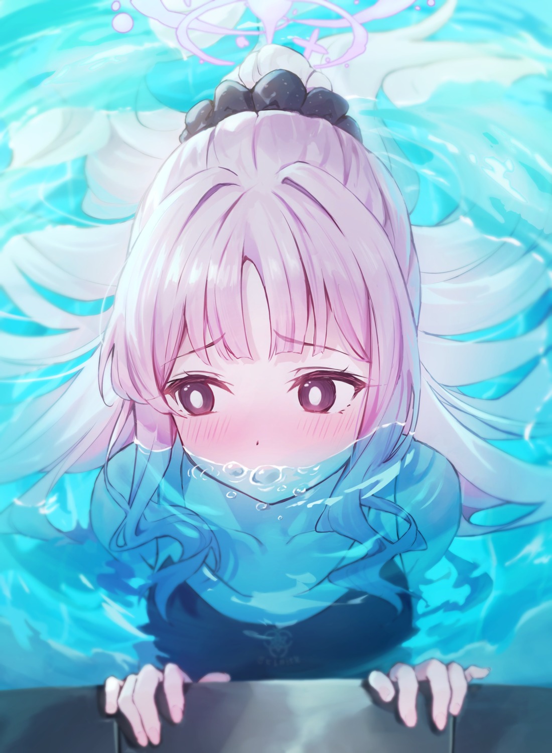 blue_archive, halo, misono_mika, retsu_(retsu_3), swimsuits, wet