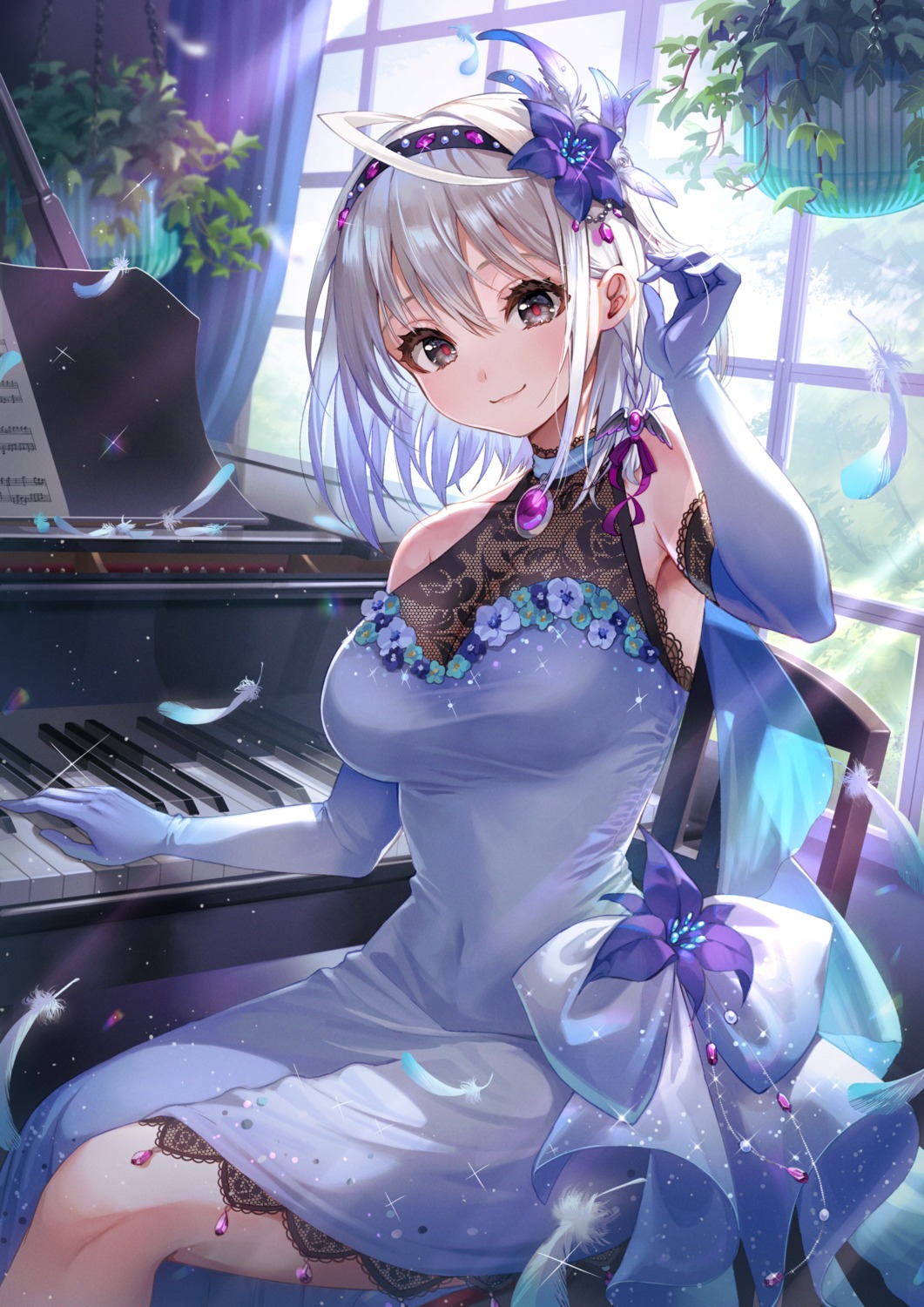 dress, kuze_kaname, no_bra, see_through, skirt_lift