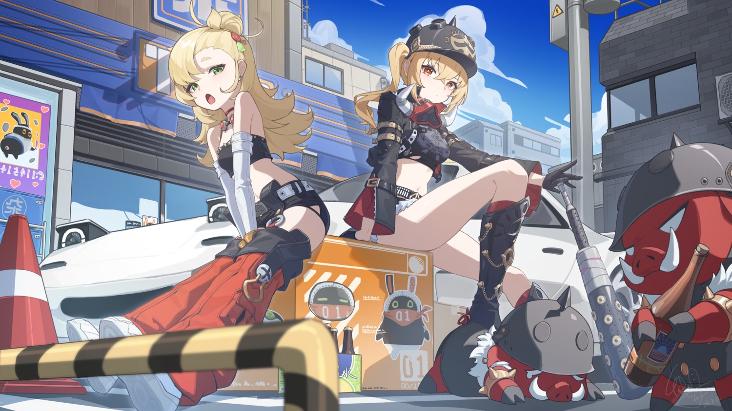 chiyo_akira, luciana_de_montefio, piper_wheel, thighhighs, torn_clothes, weapon, zenless_zone_zero