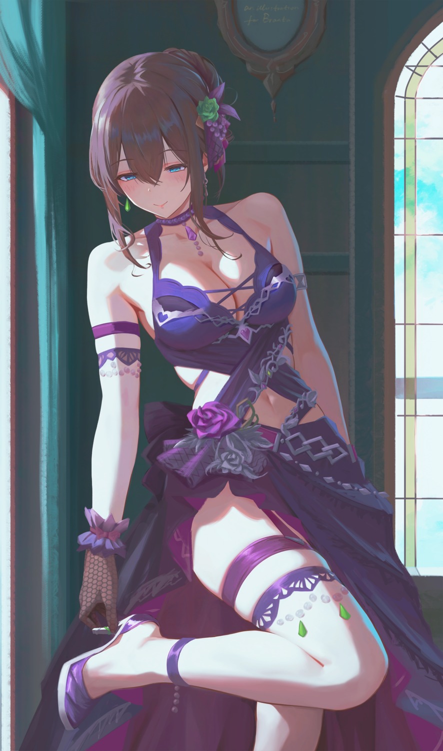 dress, garter, heels, no_bra, qingli_ye, sagisawa_fumika, the_idolm@ster, the_idolm@ster_cinderella_girls