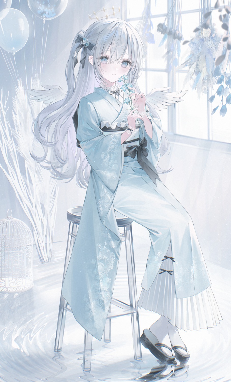 angel, hiuzawa_reira, indie_virtual_youtuber, kimono, noah_(0noah), wings