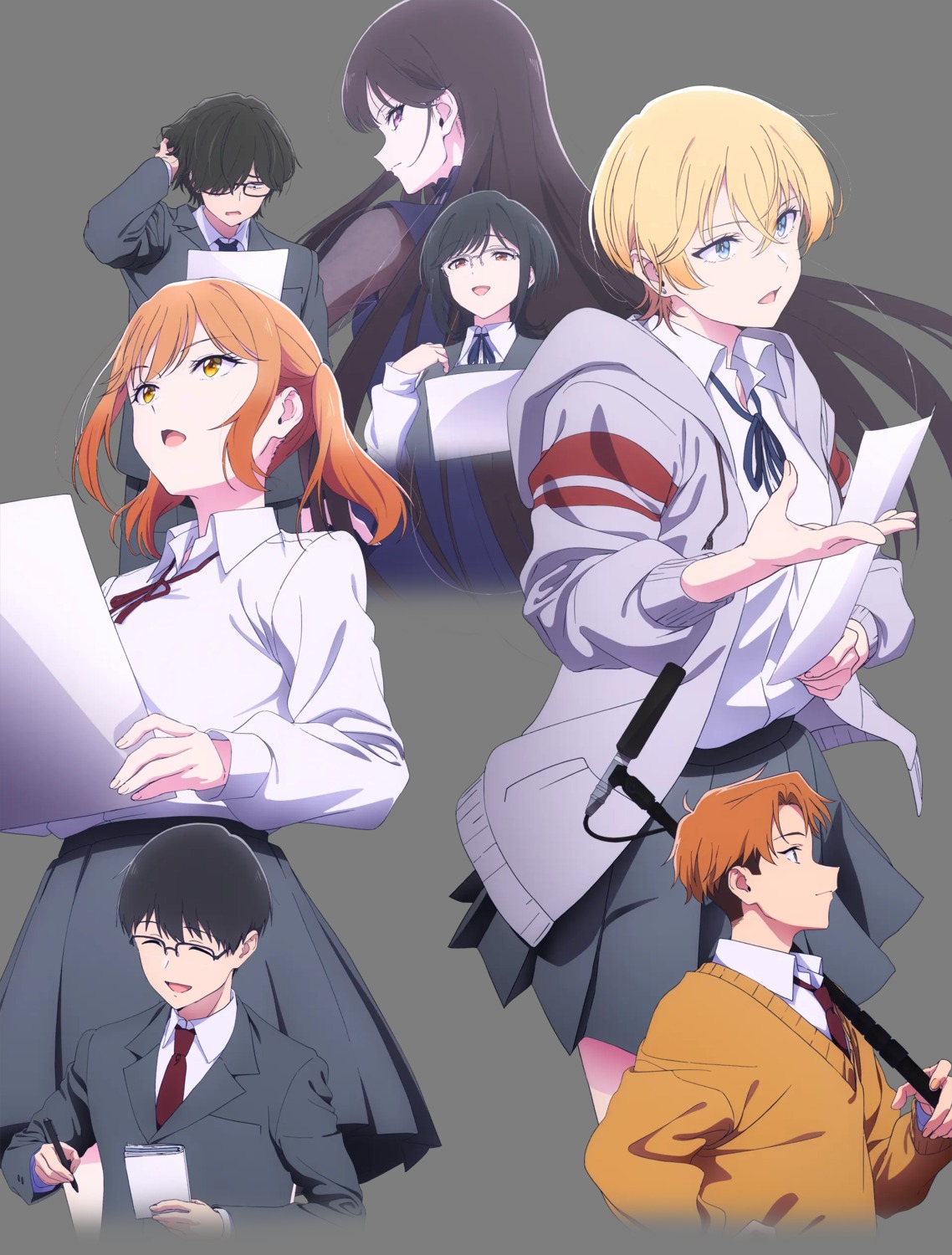 akiyama_matsuyuki, hakoyama_setarou, hana_wa_saku_shura_no_gotoku, megane, natsue_an, saionji_shura, seifuku, sweater