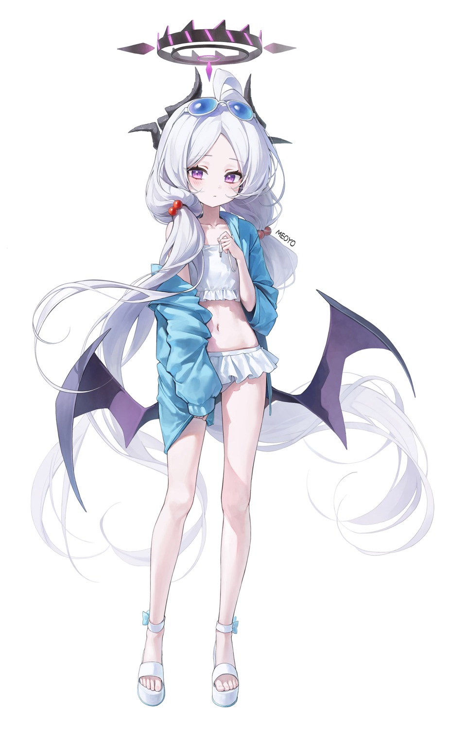 bikini, blue_archive, cosplay, devil, halo, horns, megane, meoyo