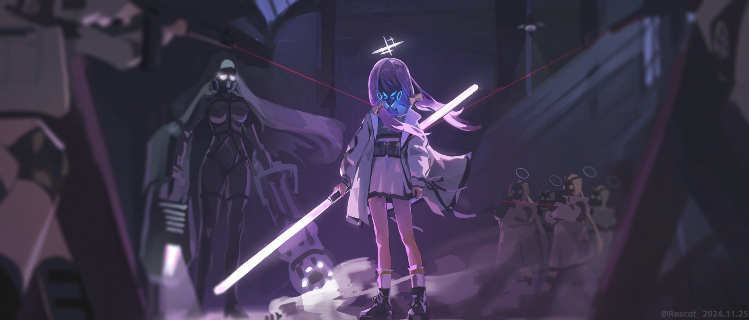 blue_archive, gun, hakari_atsuko, halo, rescat, weapon